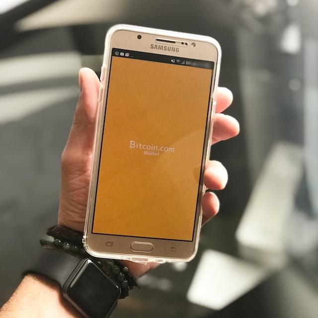 A mobile phone showing a Bitcoin wallet app